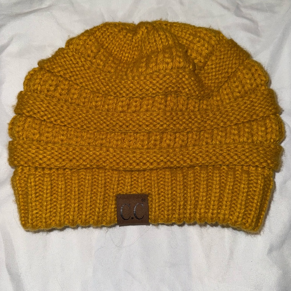 C.C Golden Yellow Cable Knit Beanie
